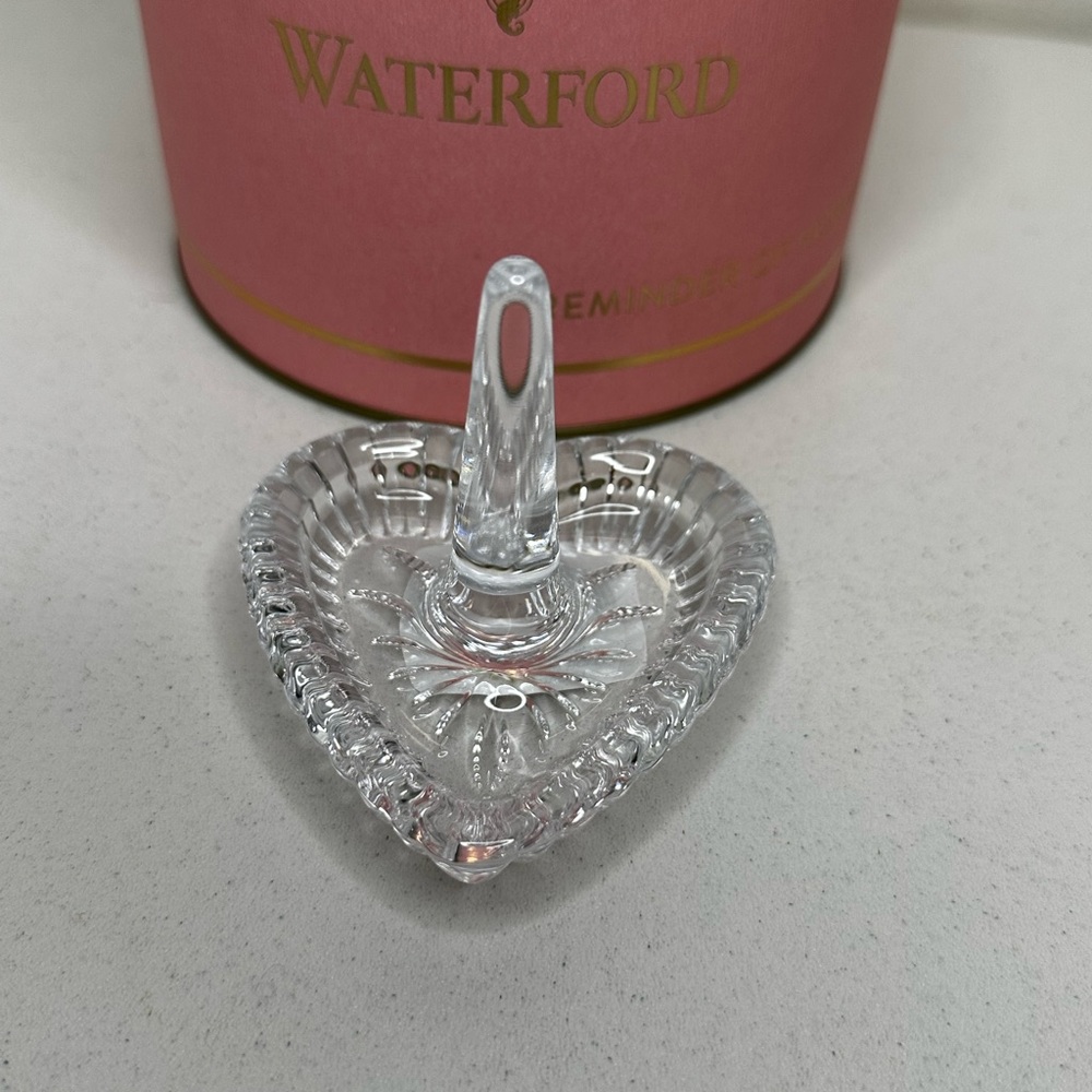 Waterford Crystal Heart Ring Holder with Pink Box